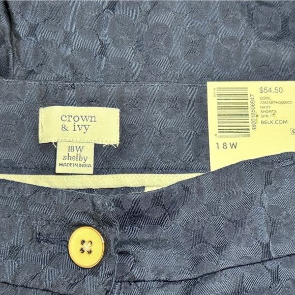 Crown & Ivy Shelby High Waist Blue Scalloped Shorts - Picture 3 of 3